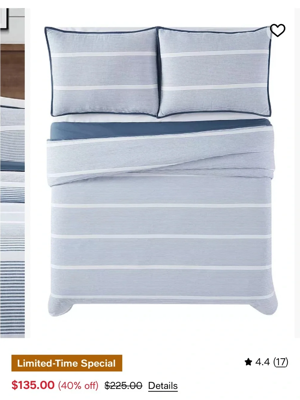 Brooklyn Loom Full/Queen 3 Piece Niari Yarn Die Stripe Duvet Set Cotton NWT